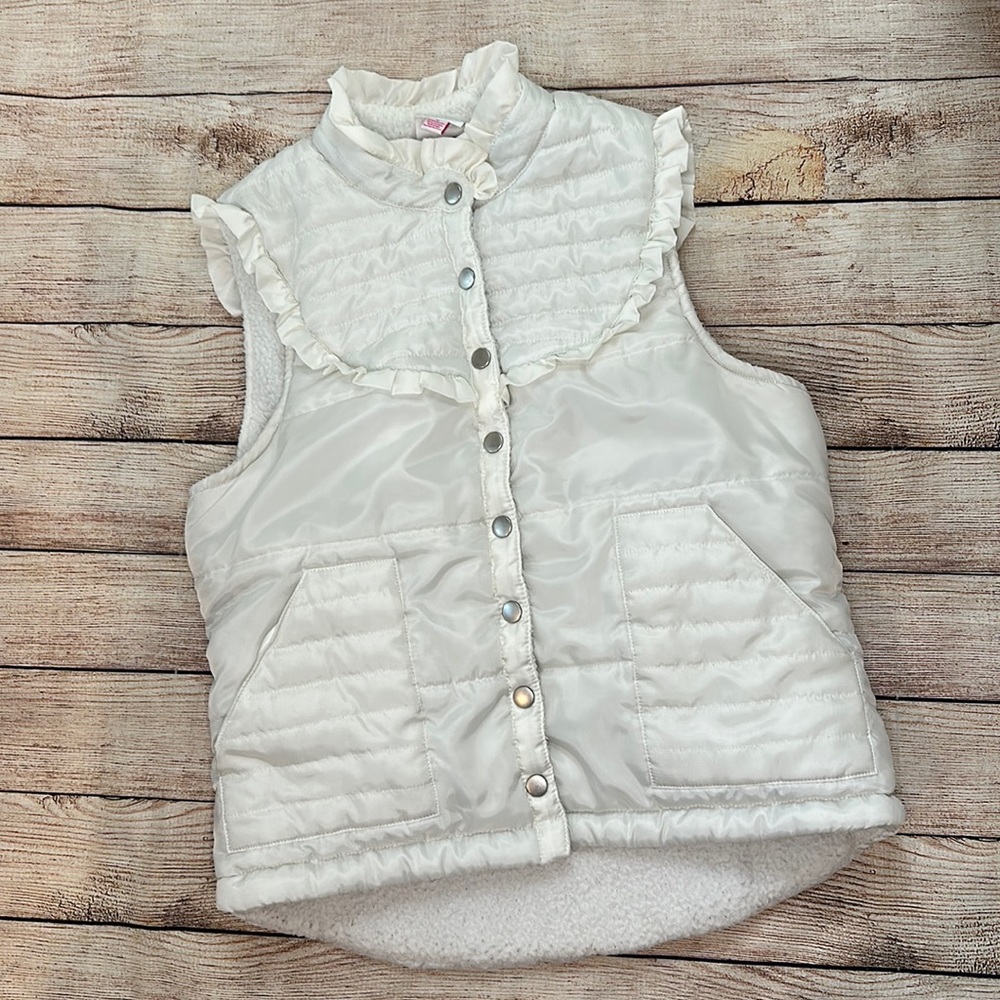 Off White Sherpa Button Up Vest Size Medium